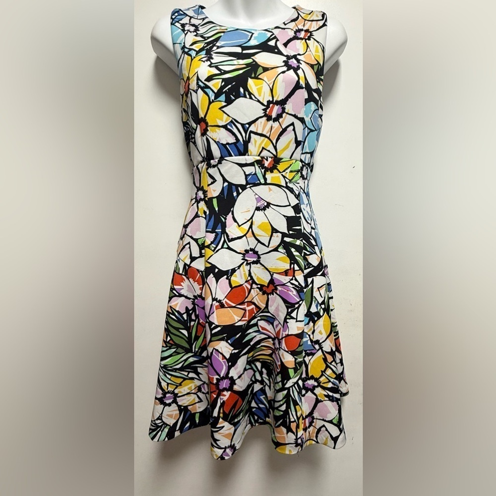 Spense White and Yellow Sleeveless Sundress Fit and Flare